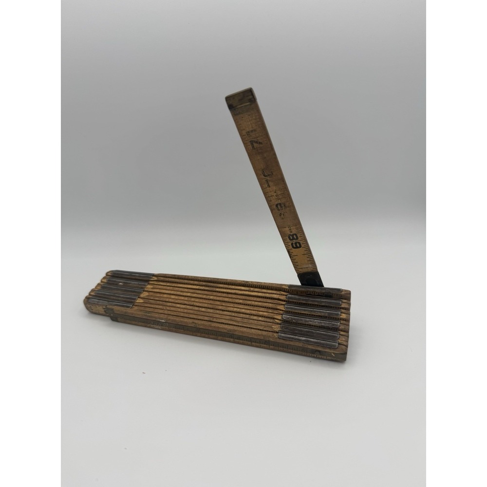 Vintage LUFKIN Folding Wooden Extension Ruler 71" Made in USA